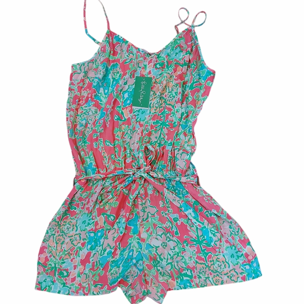 Lily Pulitzer Deanna Romper in Flamingo pink